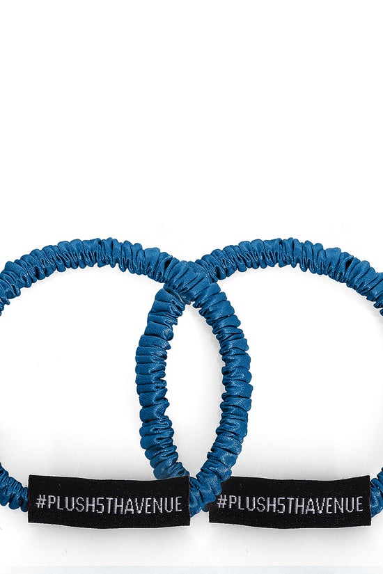 Skinny Silk Scrunchies Set – 6 pcs – Black, Caramel , Peacock Blue - Joe's Labs