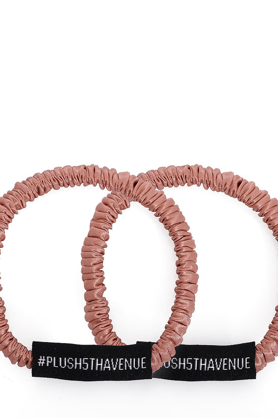 Skinny Silk Scrunchies Set – 6 pcs – Black, Caramel , Peacock Blue - Joe's Labs