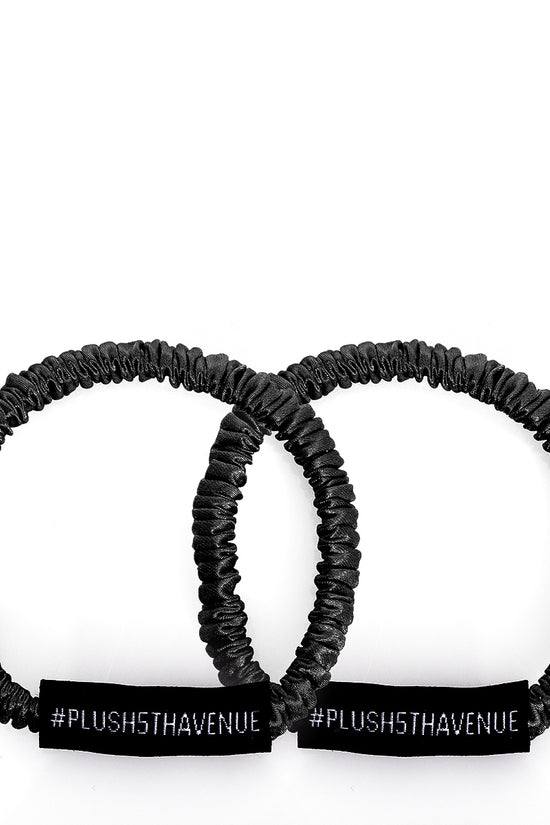 Skinny Silk Scrunchies Set – 6 pcs – Black, Caramel , Peacock Blue - Joe's Labs