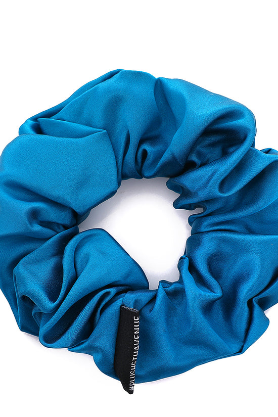 Large Silk Scrunchies Set - 3 pcs-Pink,Black,and Peacock Blue - Joe's Labs