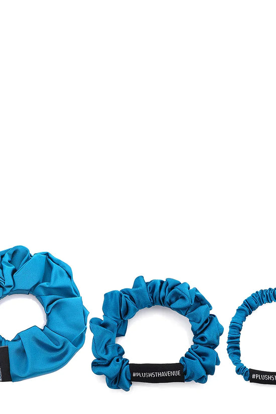 Combo Silk Scrunchies - 3 pcs - Peacock Blue - Joe's Labs