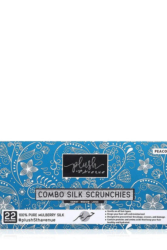 Combo Silk Scrunchies - 3 pcs - Peacock Blue - Joe's Labs