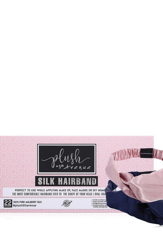 Silk Hairband Set - 2 pcs - Navy Blue & Dirty Pink - Joe's Labs