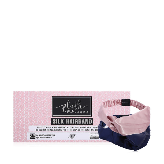 Silk Hairband Set - 2 pcs - Navy Blue & Dirty Pink - Joe's Labs