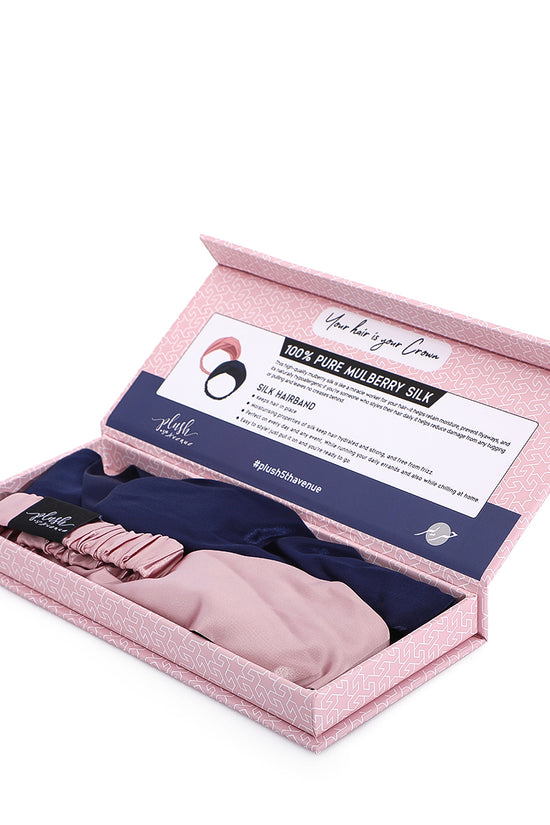 Silk Hairband Set - 2 pcs - Navy Blue & Dirty Pink - Joe's Labs