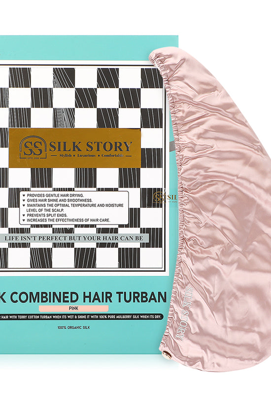 Silk Combined Hair Turban - Pink - Joe's Labs