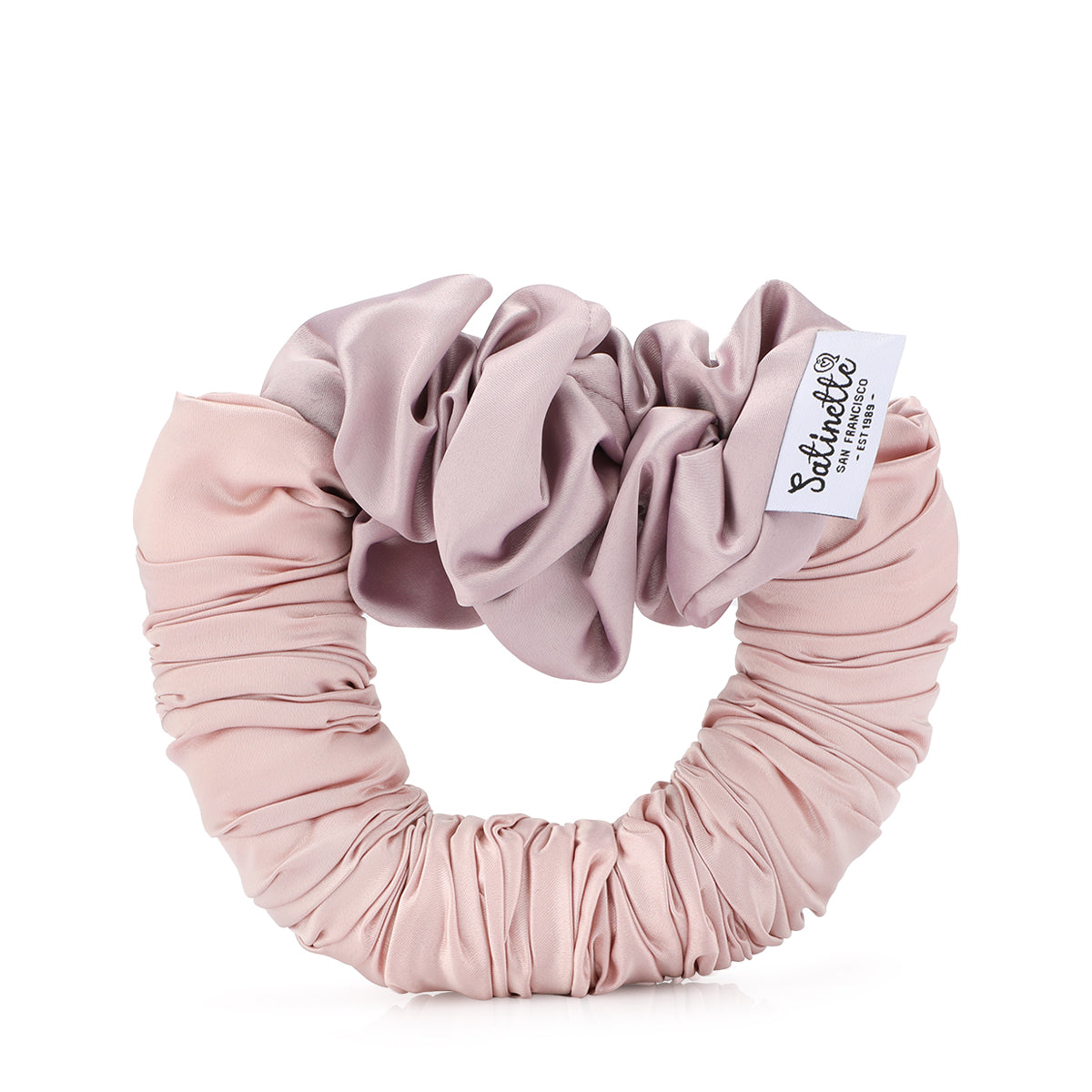 Satin Hair Curler Scrunchie - Pink / Dirty Pink - Joe's Labs