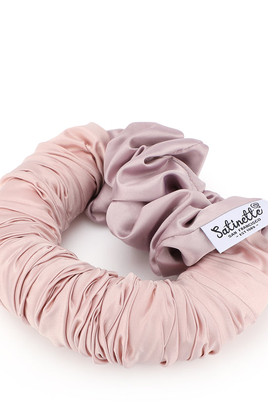 Satin Hair Curler Scrunchie - Pink / Dirty Pink - Joe's Labs