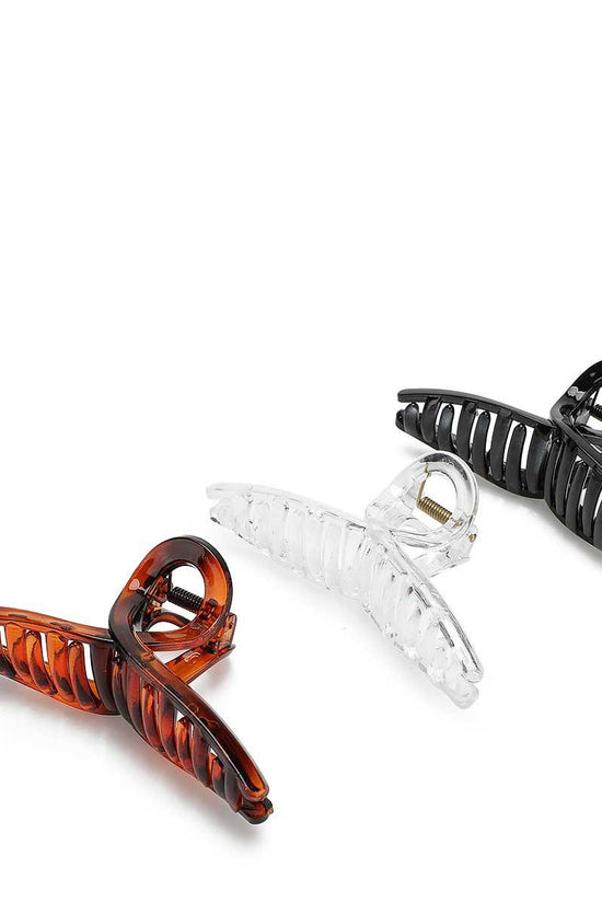 Hair Claw Clip - Glossy Twisted - Translucent, Brown And Black - 3pcs - Joe's Labs