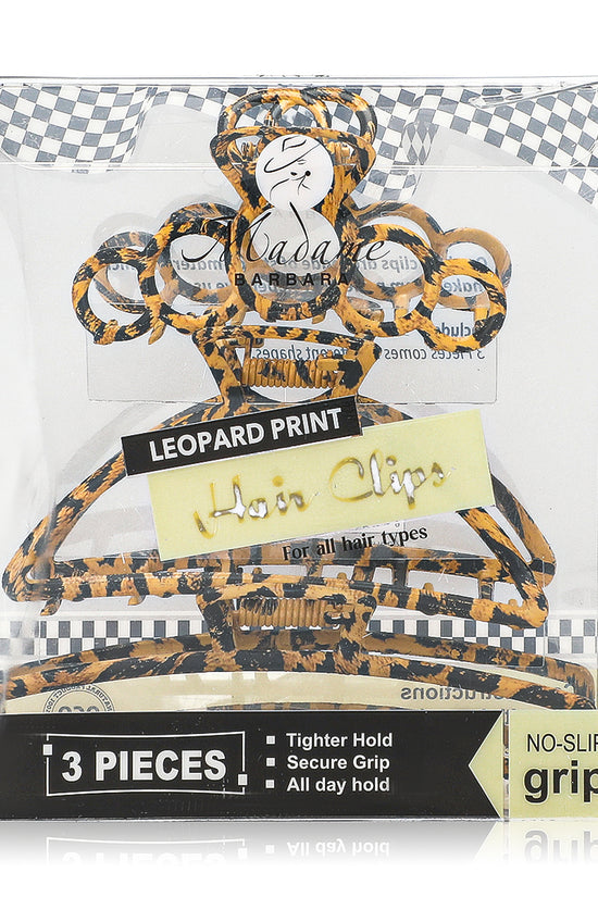 Leopard Print Hair Claw Clips Set - 3 pcs - Joe's Labs