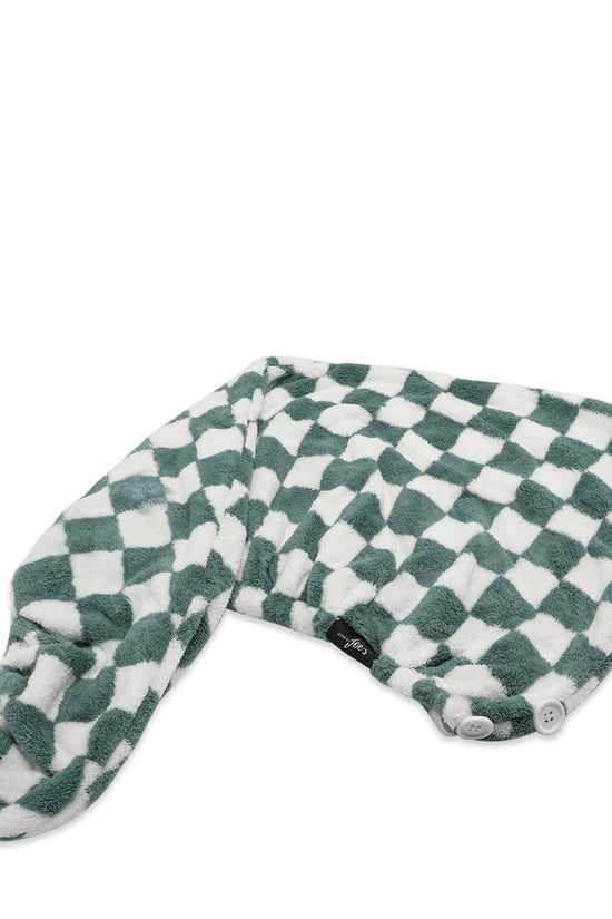 Microfiber Hair Drying Duo - Black & White Checks - 2 pcs - Joe's Labs