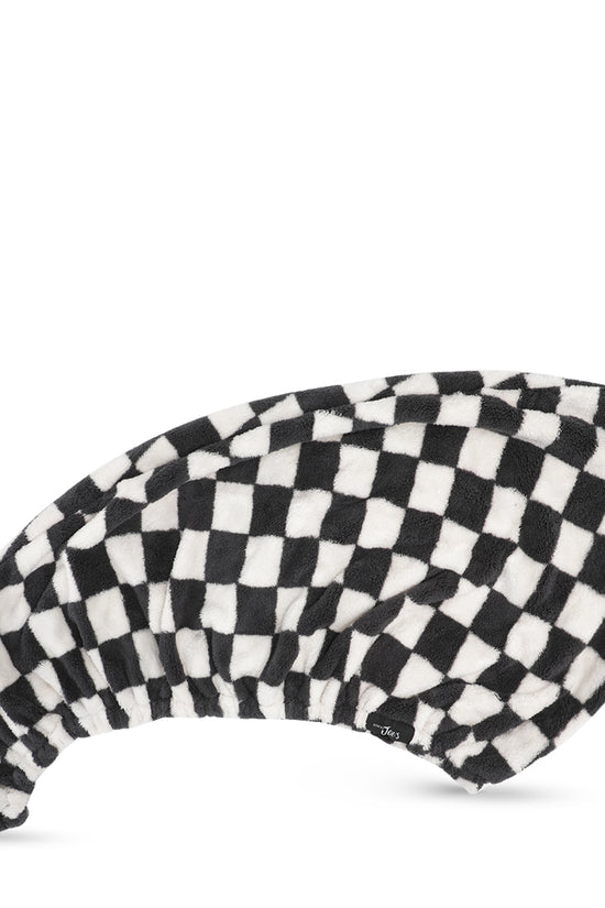 Microfiber Hair Drying Duo - Black & White Checks - 2 pcs - Joe's Labs