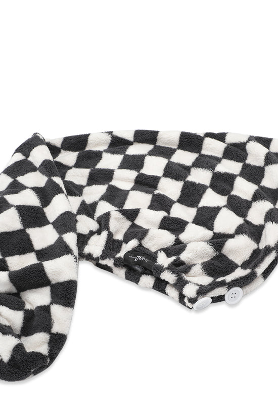Microfiber Hair Drying Duo - Black & White Checks - 2 pcs - Joe's Labs