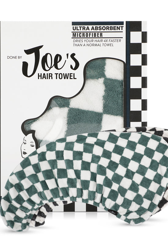 Microfiber Hair Drying Duo - Black & White Checks - 2 pcs - Joe's Labs