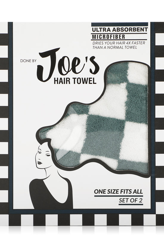 Microfiber Hair Drying Duo - Black & White Checks - 2 pcs - Joe's Labs