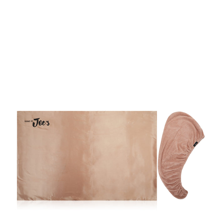 Hair Towel & Satin Pillow Case Set - 2 pcs / Caramel - Joe's Labs